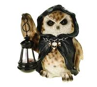 VOGLER Joh. Vogler GmbH Statuetta decorativa a forma di gufo con cuccia che tiene la lanterna a LED, 17 cm, scultura gotica