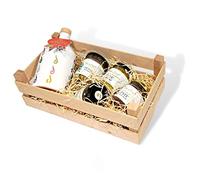 Voglia Di Puglia Cesto Cassetta In Vero Legno Idea Regalo Natale Olio Evo e Degustazione (5 Pezzi)