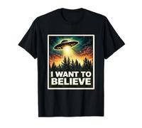 Voglio Credere Mistero Cosmico UFO Craft Alieni Visitatore Maglietta
