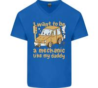 Voglio Essere un Meccanico Come Mio Papà Maglietta in Cotone a V Collo per Uomo