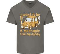 Voglio Essere un Meccanico Come Mio Papà Maglietta in Cotone a V Collo per Uomo
