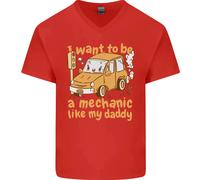 Voglio Essere un Meccanico Come Mio Papà Maglietta in Cotone a V Collo per Uomo
