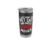 Voglio solo accarezzare un gatto e guardare film dell'orrore Halloween Cat Bicchiere termico in acciaio inox doppia parete