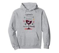 Voglio Solo Bere Vino e Salvare Animali Amanti degli Animali Felpa con Cappuccio, Unisex per Adulti, Grigio Melange, L