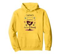 Voglio Solo Bere Vino e Salvare Animali Amanti degli Animali Felpa con Cappuccio, Unisex per Adulti, Limone, XXL