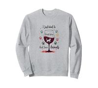 Voglio Solo Bere Vino e Salvare Animali Amanti degli Animali Felpa, Unisex per Adulti, Grigio Melange, XL