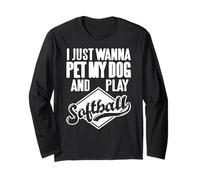 Voglio Solo Coccolare Il Cane E Giocare Softball Maglia a Manica
