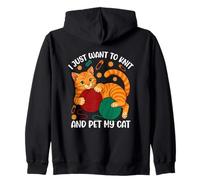 Voglio solo lavorare a maglia e accarezzare il mio gatto Felpa con Cappuccio