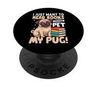 Voglio solo leggere libri e accarezzare il mio carlino PopSockets PopGrip Adesivo
