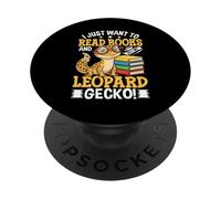 Voglio solo leggere libri e accarezzare il mio geco leopardo PopSockets PopGrip Adesivo