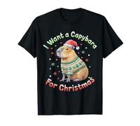 Voglio Un Capibara per Natale Divertente Capybara Xmas Men Boys Maglietta