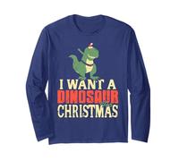 Voglio Un Dinosauro per Natale Umoristico Maglia a Manica