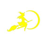 Voglio volare alto e spalla a spalla con la luna, non sono una strega, sono libero Adesivo for auto divertente Adesivo in vinile(Yellow,35X22.7CM)
