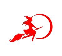 Voglio volare alto e spalla a spalla con la luna, non sono una strega, sono libero Adesivo for auto divertente Adesivo in vinile(Red,70X45.5CM)