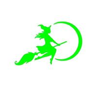 Voglio volare alto e spalla a spalla con la luna, non sono una strega, sono libero Adesivo for auto divertente Adesivo in vinile(Green,25X16.2CM)
