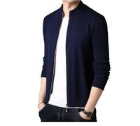 Vogrtcc Cardigan da uomo slim fit monopetto con scollo a V manica lunga casual vestibilità ampia maglia moda maglione giacca, blu navy, L