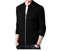 Vogrtcc Cardigan da uomo slim fit monopetto con scollo a V manica lunga casual vestibilità ampia maglia moda maglione giacca, Nero , M