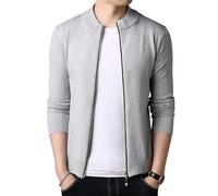 Vogrtcc Cardigan da uomo slim fit monopetto con scollo a V manica lunga casual vestibilità ampia maglia moda maglione giacca, grigio, XXL