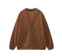 Vogrtcc Cardigan da uomo slim fit taglie forti monopetto scollo a V manica lunga casual vestibilità ampia con tasche, 910 Lighttan, L