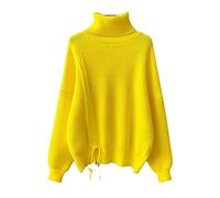 Vogrtcc Donne Dolcevita Sweaterlooseknitwear Ufficio Tops, Giallo, M