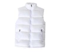 Vogrtcc Giubbotto Gilet Bianco Da Uomo Slim Fit Con Colletto Alla Coreana Senza Maniche