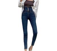 Vogrtcc Jeans Skinny da Donna A Vita Alta A 4 Bottoni con Tasche Pantaloni in Denim con Controllo della Pancia E Sollevamento del Sedere Slim Fit Blue XXS