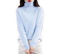 Vogrtcc Maglione da Donna Autunno Inverno Cashmere Collo Alto Top in Maglia Lavorato A Maglia Tinta Unita Cavo