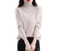 Vogrtcc Maglione da Donna Autunno Inverno Cashmere Collo Alto Top in Maglia Lavorato A Maglia Tinta Unita Cavo