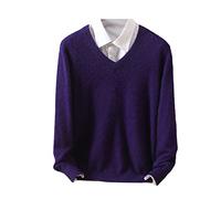 Vogrtcc Maglione in cashmere da uomo con scollo a V Pullover in maglia di grandi dimensioni maglione invernale top maglioni a maniche lunghe, Come mostrato, XL