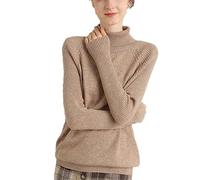 Vogrtcc Maglione Pullover Lavorato A Maglia A Maniche Lunghe in Lana E Cashmere A Collo Alto da Donna
