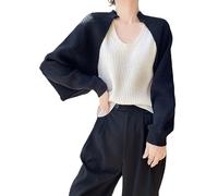 Vogrtcc Maglione Scialle A Maniche Lunghe con Cardigan Corto Lavorato A Maglia in Lana da Donna