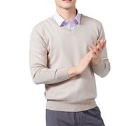 Vogrtcc Maglioni da uomo in misto cashmere a maglia con scollo a V pullover in lana maglieria maglioni vestiti, Vneck Khaki 9, M