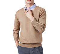 Vogrtcc Maglioni da uomo in misto cashmere a maglia con scollo a V pullover in lana maglieria maglioni vestiti, Vneck Khaki 91, XL