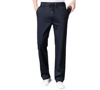 Vogrtcc Pantaloni da Abito da Uomo con Elastico in Vita Pantaloni Eleganti Slim Fit Taglie Forti Navy Blue XXL