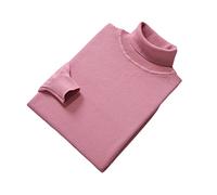 Vogrtcc Pullover a collo alto a maniche lunghe da uomo maglione lavorato a maglia in lana invernale, rosa, XL