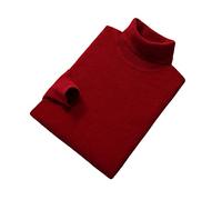 Vogrtcc Pullover a collo alto a maniche lunghe da uomo maglione lavorato a maglia in lana invernale, Borgogna, S