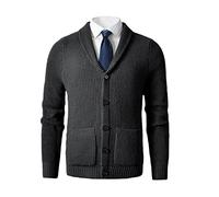Vogrtcc Uomo Cardigan Maglione Maglione di Lana con Bottoni Lavorato A Maglia Slim Fit con Tasca Cappotto Maglione, Grigio scuro, XXX-Large