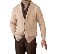 Vogrtcc Uomo Retro Collo Scialle Manica Lunga Monopetto Slim Fit Casual Caldo Cardigan Maglione Cappotto, Come Pic2, L