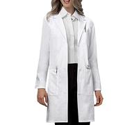 VOGRYE Camice professionale da laboratorio per donne e uomini, maniche lunghe, bianco, unisex, bianco, Large