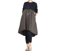 Vogstyle Donna Maniche Lunghe A-Line Casual Baggy Shirt Vestito