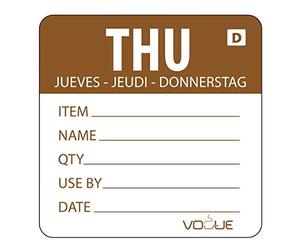 Vogue Brown Dissolvable Giovedì etichette Thursday. Rotolo di 250