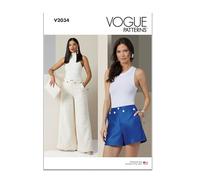 Vogue Paper Pattern V2034Y5 - Cartamodello per pantaloncini e pantaloni da donna, taglie dalla 5 alla 50