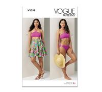 Vogue Paper Pattern V2038A - Cartamodello per bikini e sarong da donna, taglie XS-S-M-L-XL-XXL)