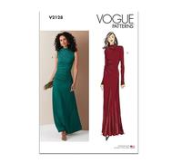 Vogue Patterns Cartamodello V2128Y5 per abito da donna in maglia con increspature e varianti sulle maniche, Y5 (18-20-22-24-26)