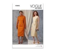 Vogue Patterns Paper Pattern V2045B5 - Cartamodello per abito da donna, con colletto e maniche, taglie dalla 40 alla 46