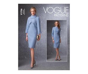 Vogue Patterns V1736A5 Abito Misses, Bianco, A5 (6-8-10-12-14)