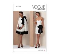 Vogue Patterns V2133H5 - Cartamodello per mantello corto da donna e abito aderente con fiocco staccabile, H5 (6-8-10-12-14)