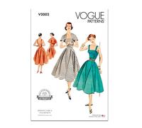 Vogue V2002K5 - Vestito da donna e cappellino, taglia 40, 42, 44, 48