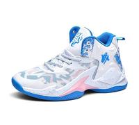 Voguerra Scarpe da Basket Alte for Ragazzi, Ammortizzate e Traspiranti, for l'allenamento Sportivo Giovanile Fan di Basket(White Pink,40 EU)