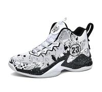Voguerra Scarpe da Basket Alte for Ragazzi, Ammortizzate e Traspiranti, for l'allenamento Sportivo Giovanile Fan di Basket(White Black,41 EU)